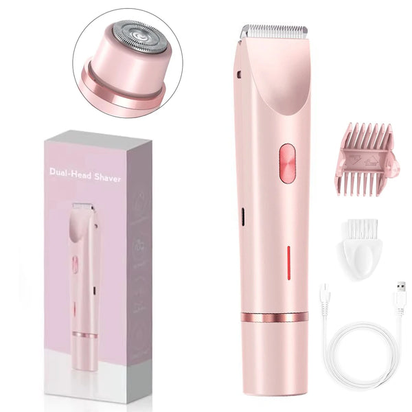 Rasoir électrique pour femme – Épilateur à double tête et double usage | Épilation du corps, des jambes, des aisselles et du bikini | Tondeuse féminine rechargeable