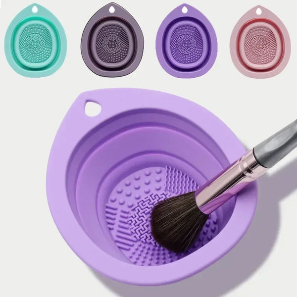 Bol pliable en silicone pour nettoyer pinceaux de maquillage et éponges à poudre