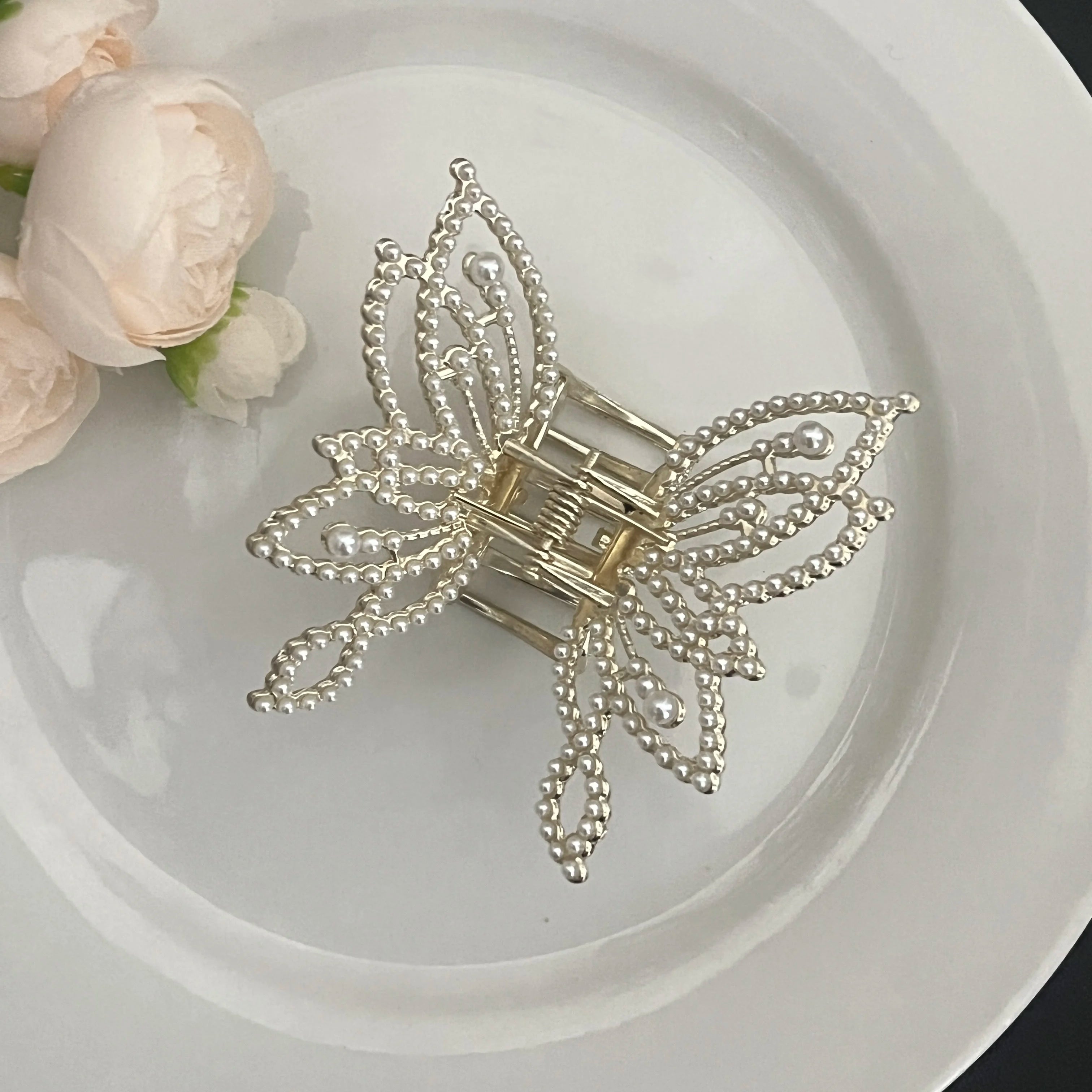 Pince Scrunchy Papillon avec Perles et Strass