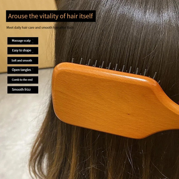 Peigne en Bois Airbag – Massage du Cuir Chevelu pour Femme - alt