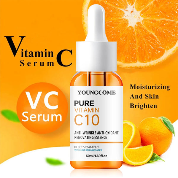 Sérum Visage à la Vitamine C, Acide Hyaluronique et Effet Éclaircissant pour Peaux Sombres