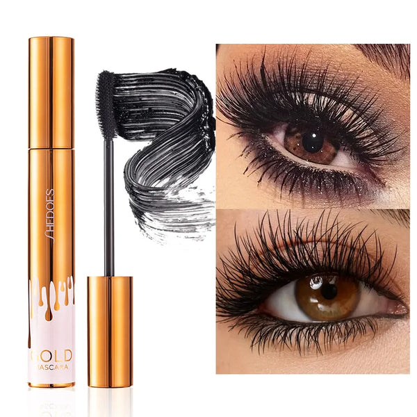 Mascara Waterproof Or – Volume, Courbure, Longue Tenue et Anti-Bavures