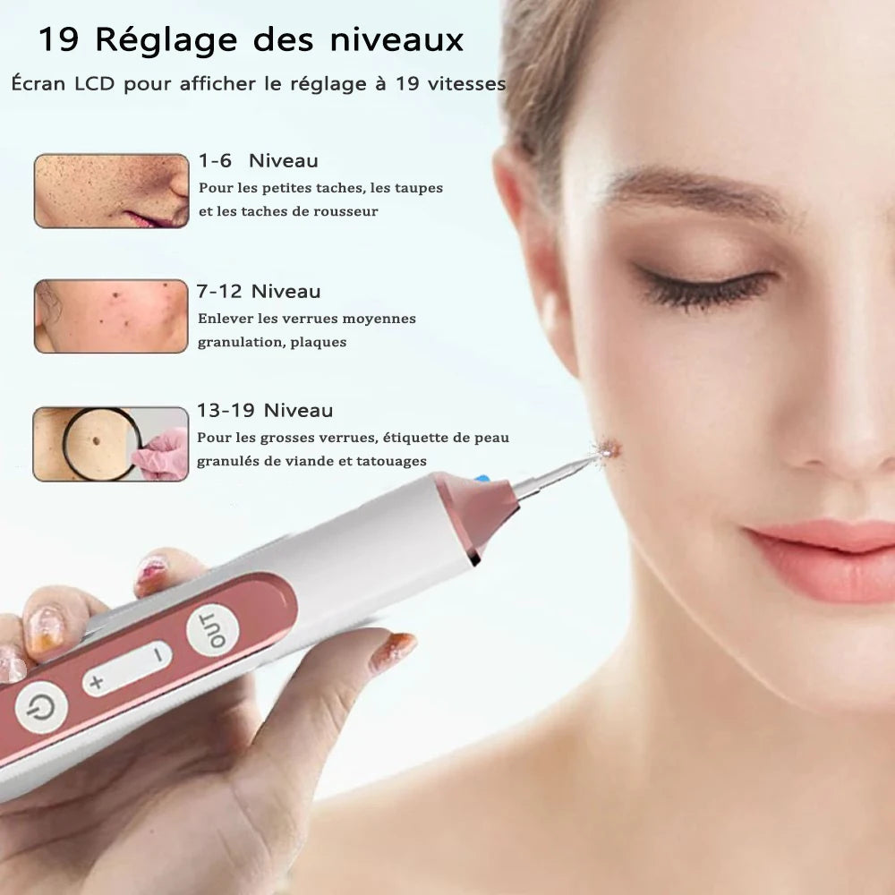 Stylo Électrique d'Élimination des Verrues et Acrochordons – Stylo Laser Plasma pour Éliminer Verrues, Papillomes, Taches Sombres, Grains de Beauté et Acrochordons