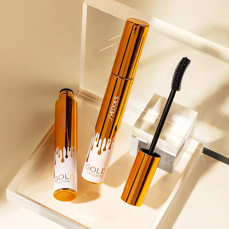 Mascara Waterproof Or – Volume, Courbure, Longue Tenue et Anti-Bavures