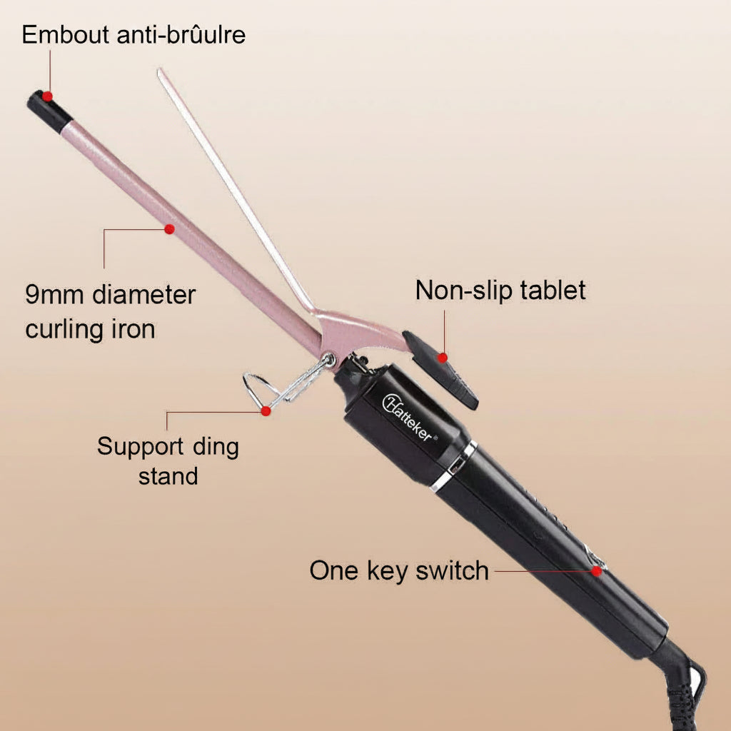 Fer à Boucler Professionnel Hatteker 9mm