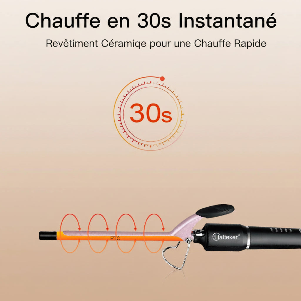 Fer à Boucler Professionnel Hatteker 9mm