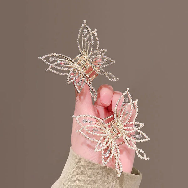 Pince Scrunchy Papillon avec Perles et Strass