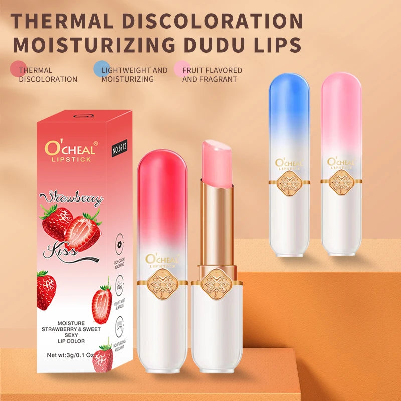 Rouge à lèvres coloré O'CHEAL, parfum pêche