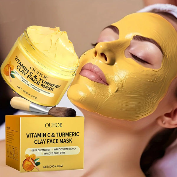 Masque Exfoliant Visage à la Vitamine C & au Curcuma – Nettoyage Profond, Affinage des Pores & Éclat de la Peau