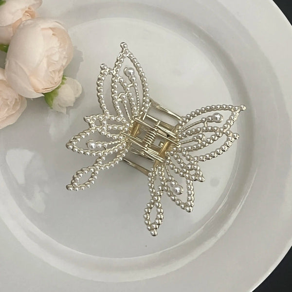 Pince Scrunchy Papillon avec Perles et Strass