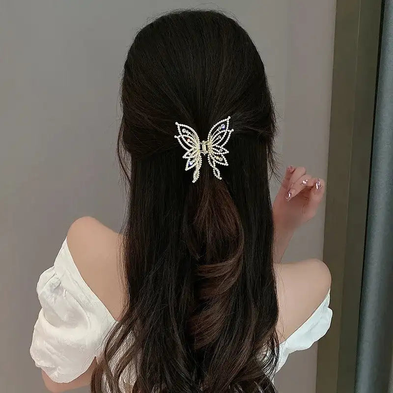 Pince Scrunchy Papillon avec Perles et Strass