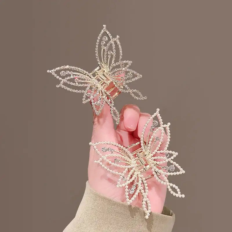Pince Scrunchy Papillon avec Perles et Strass