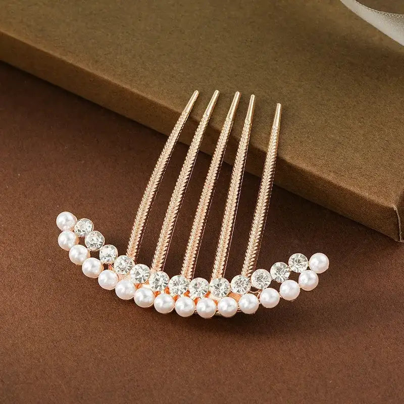 Peigne à Cheveux en Métal avec Perles et Strass