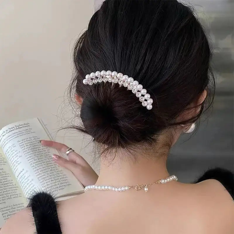 Peigne à Cheveux en Métal avec Perles et Strass